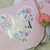 Peony - Just Married Floral Heart Wedding Card