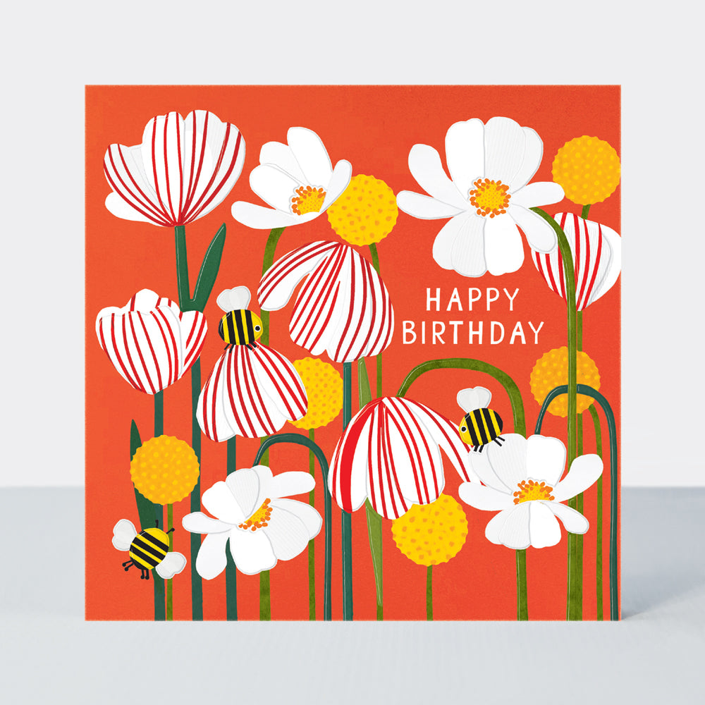 Paper Petals - Happy Birthday Card - Paper Cut Petals & Seed Heads