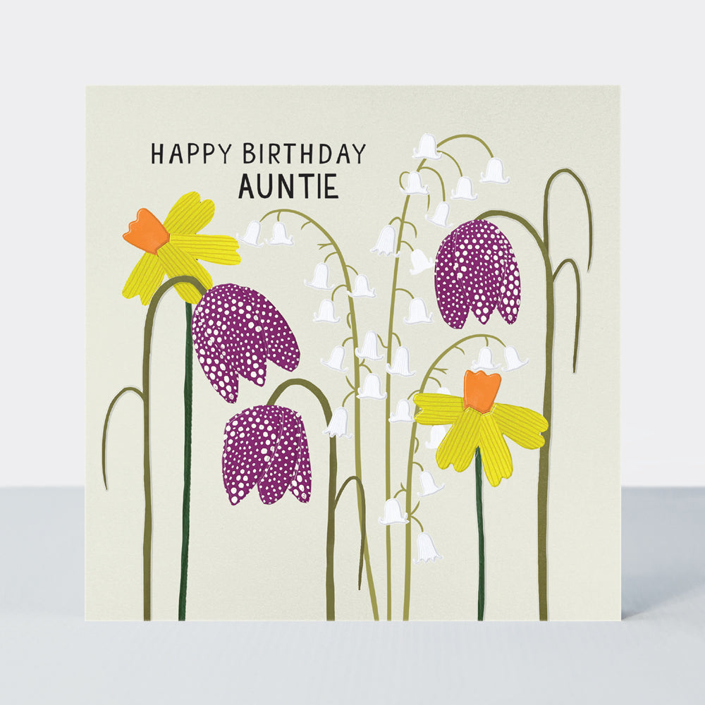 Paper Petals - Auntie Birthday Card - Paper Cut Flowers
