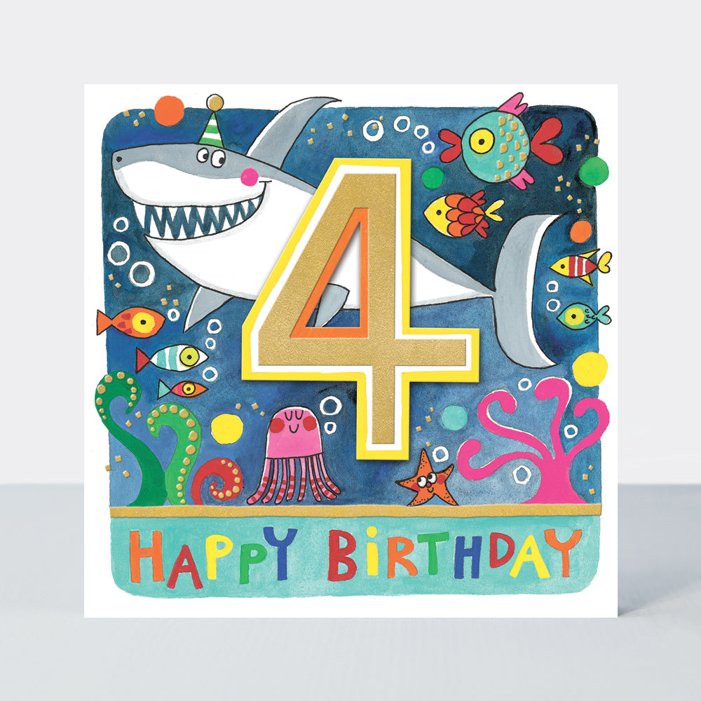 Rhubarb - Age 4 Boy/Shark birthday card