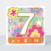 Rhubarb - Age 7 Girl/Cloud Bursts birthday card