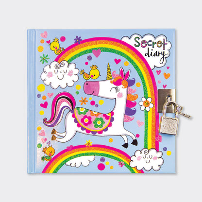 Lockable Secret Diary - Unicorns &amp; Rainbows