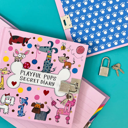 Lockable Secret Diary - Dogs/Playful Pups