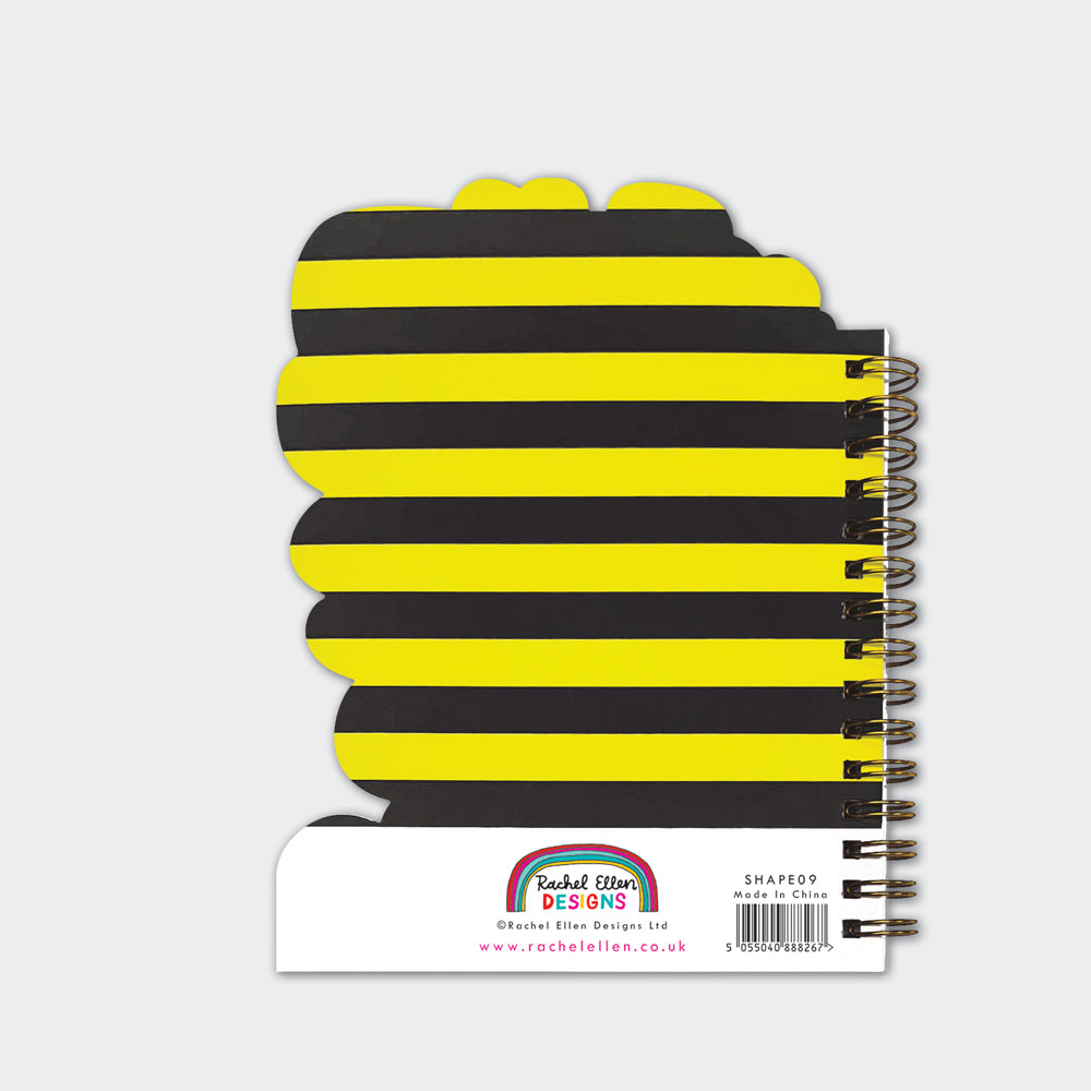 Buzzy Bee Shaped Wire Bound Notebook | Gold Foil &amp; "Bee Happy Notes"