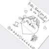 Inside page of wedding activity book showing colouring activities for young guests