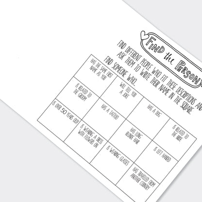 Inside page of wedding activity book showing colouring activities for young guests