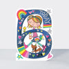 Star Jumps - Age 6 rainbow girl  - Birthday Card