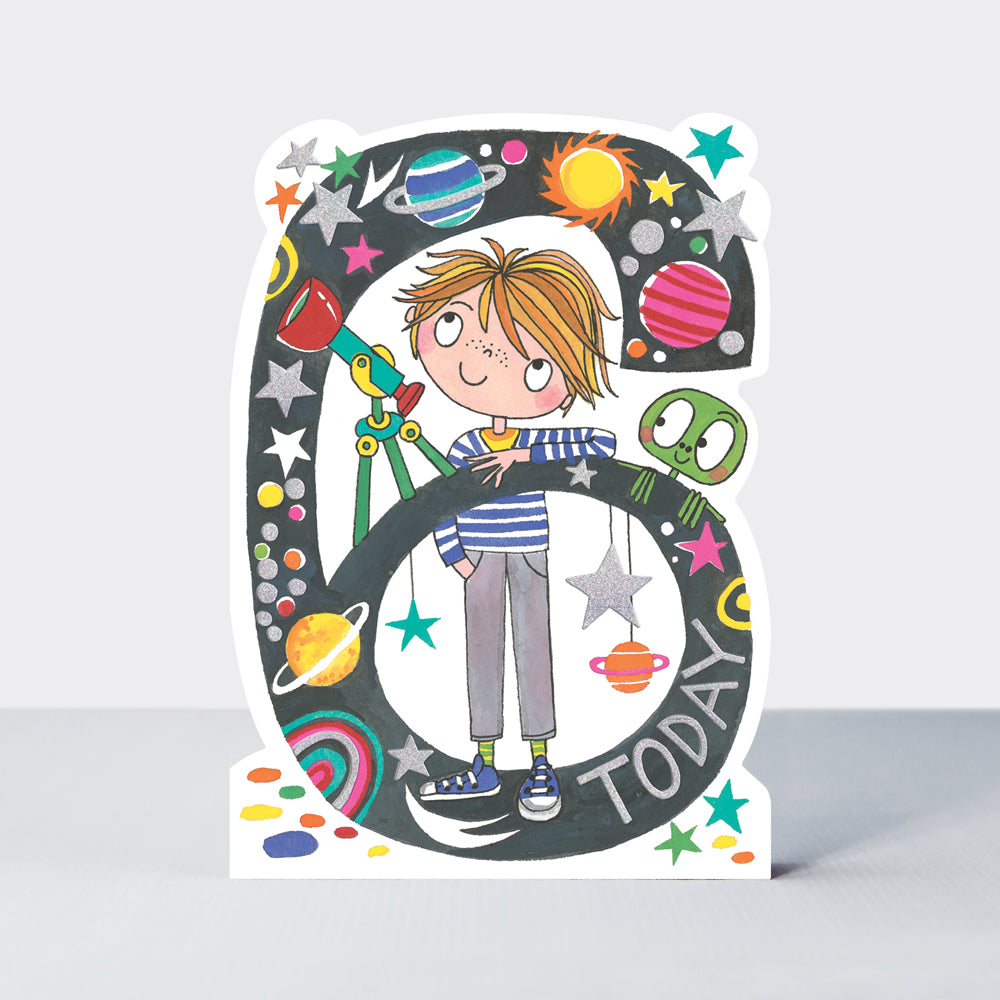 Star Jumps - Age 6 stargazer boy  - Birthday Card