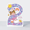 Star Jumps - Age 2 girl & rainbows  - Birthday Card