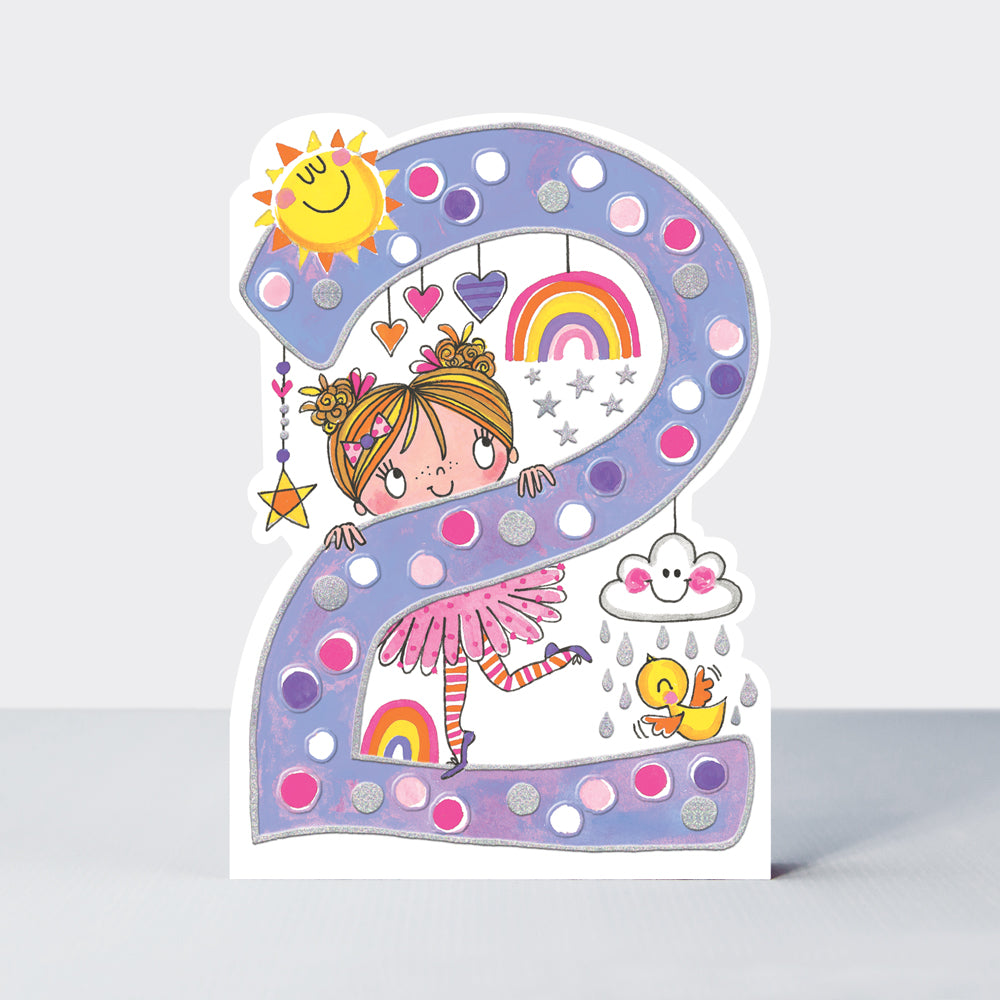 Star Jumps - Age 2 girl &amp; rainbows  - Birthday Card