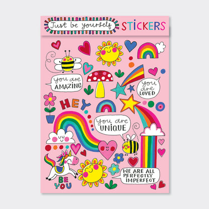 Just Be Yourself Sticker Book 4 Sheets of Shaped Stickers