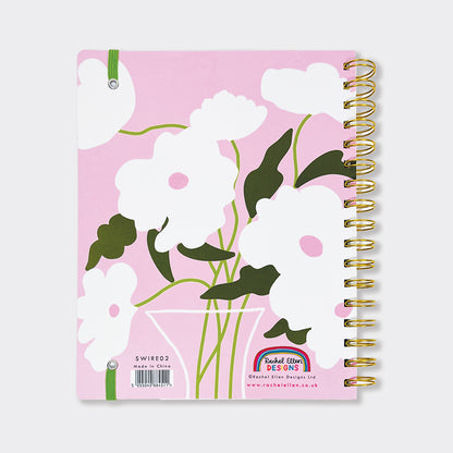 200-Page Lined Wirebound Notebook -  Floral Planner With Lists