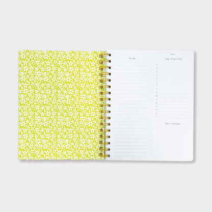 200-Page Lined Wirebound Notebook -  Floral Planner With Lists
