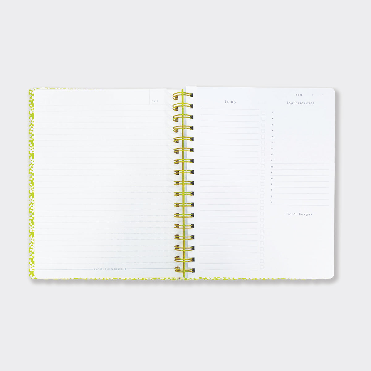 200-Page Lined Wirebound Notebook -  Floral Planner With Lists