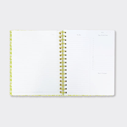200-Page Lined Wirebound Notebook -  Floral Planner With Lists