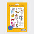 Pack of Playful Pups tattoos with colorful dog illustrations on a yellow background
