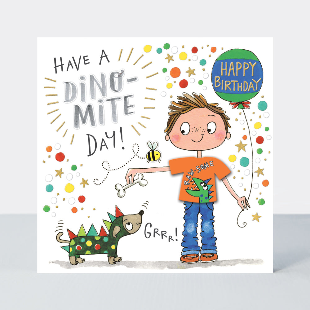 T-Party - Dino-mite Birthday Boy & Dog  - Birthday Card