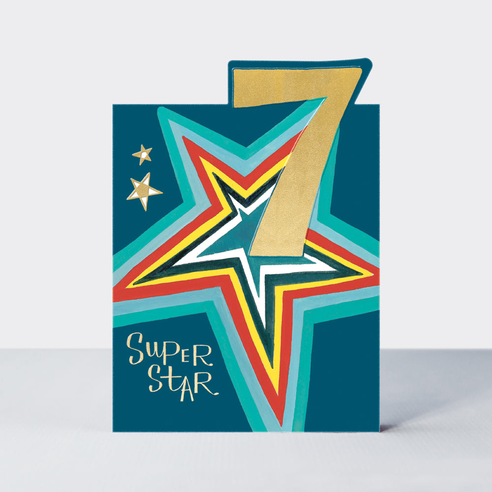 Tiptoes - Age 7 Boy - Star  - Birthday Card