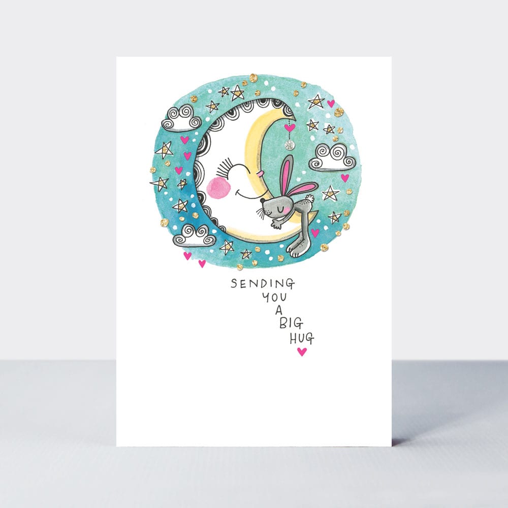 TLC - Sending you a big hug/Rabbit &amp; moon - Greetings Card
