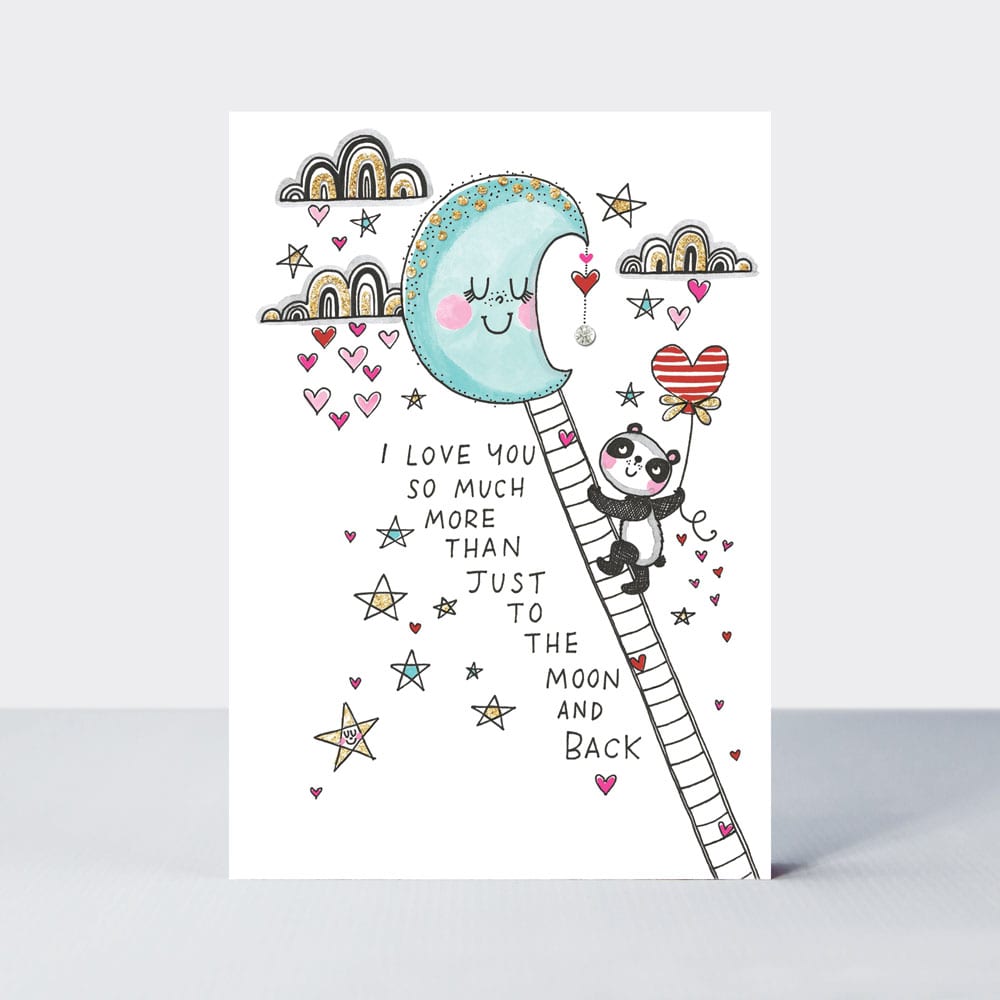 TLC - I love you moon &amp; back/Panda &amp; moon - Greetings Card