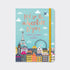Travel planner and journal with rose gold foil cover and illustrated cityscape