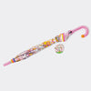 Fairy ballerina umbrella shown closed with pink handle and visible pattern design"