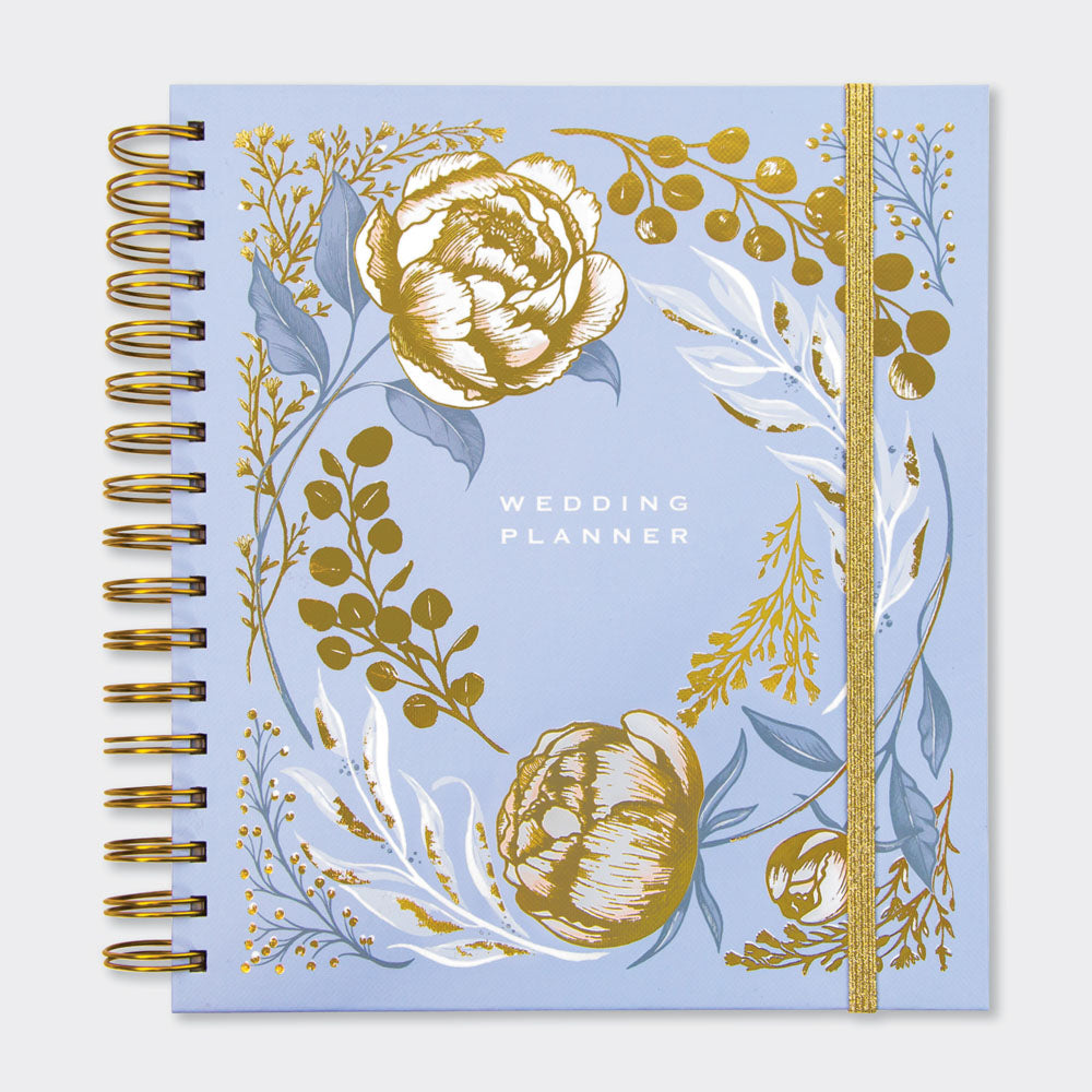 Powder Blue Wedding Planner Book | Undated Organiser with Gold Foil &amp; Checklists
