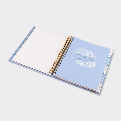 Powder Blue Wedding Planner Book | Undated Organiser with Gold Foil &amp; Checklists