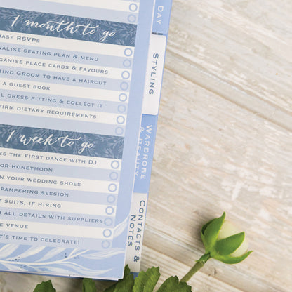 Powder Blue Wedding Planner Book | Undated Organiser with Gold Foil &amp; Checklists