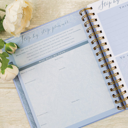 Powder Blue Wedding Planner Book | Undated Organiser with Gold Foil &amp; Checklists