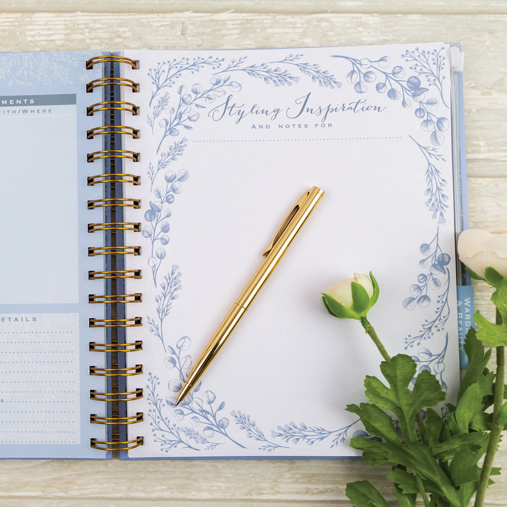 Powder Blue Wedding Planner Book | Undated Organiser with Gold Foil &amp; Checklists