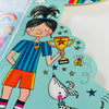 Girls football letter writing set contents inside wallet