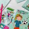Girls football letter writing set contents inside wallet