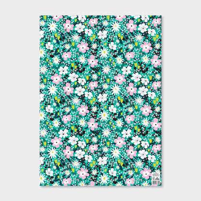 Gift Wrap Sheet  -Teal Floral