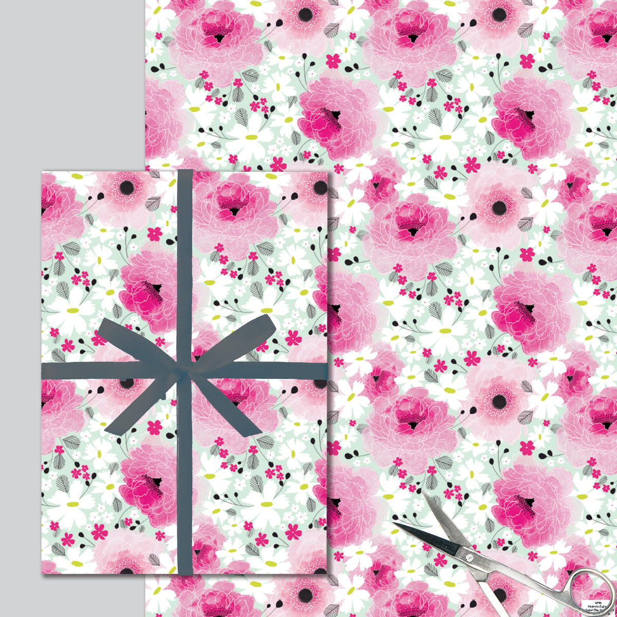 Gift Wrap Sheet  -Pink Floral