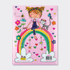 Back cover of Over the Rainbow letter writing set showing contents - lined paper and envelopes
