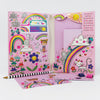 Over the Rainbow girls writing set displayed with stationery and rainbow decorations
