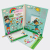 Open girls football writing set showing paper, envelopes, stickers