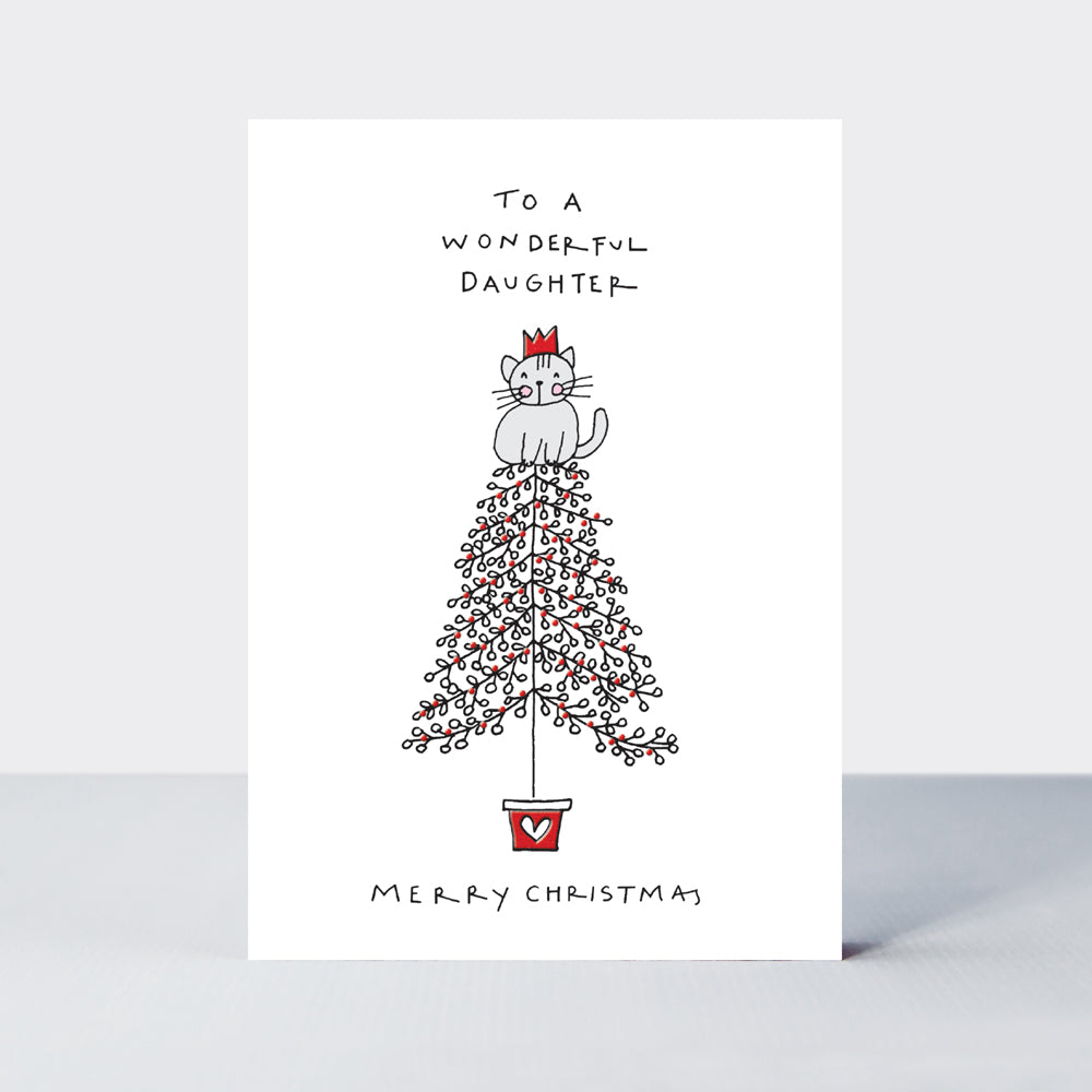 Almond - Daughter/Cat In A Christmas Tree Christmas Card