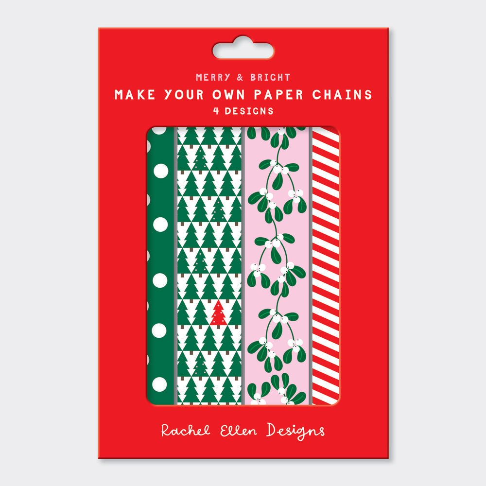 Paper Chain Kit - Christmas Trees, Mistletoe and Spots &amp; Stripes