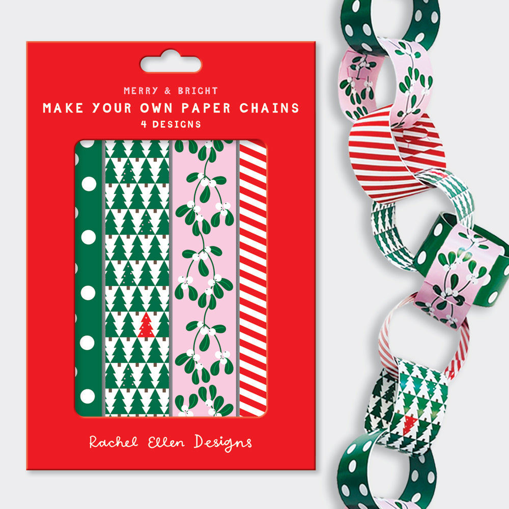 Paper Chain Kit - Christmas Trees, Mistletoe and Spots &amp; Stripes