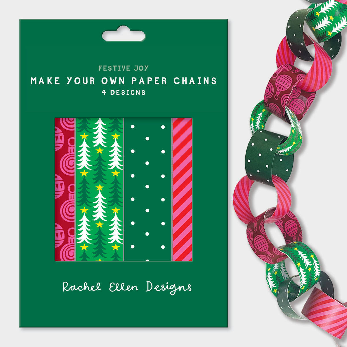 Christmas Paper Chain Kit - Trees &amp; Baubles