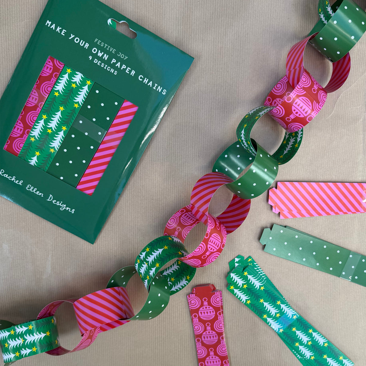 Christmas Paper Chain Kit - Trees &amp; Baubles