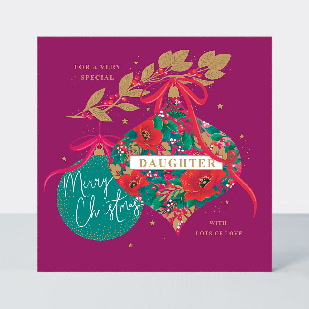 Cosy Christmas - Daughter/Baubles - Greetings Card