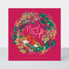 Cosy Christmas - Robins On A Wreath - Greetings Card
