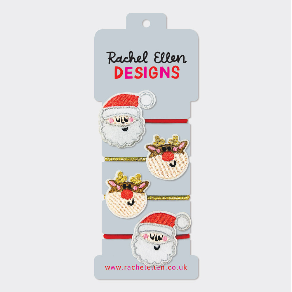 Kid's Christmas Hair Elastics - Santa & Rudolph