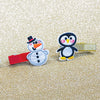 Kid's Christmas Hair Clips - Penguin & Snowman