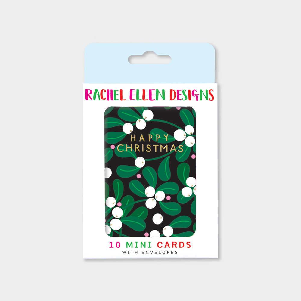 Christmas Notecards - Mistletoe Design - Pack of 10 with Envelopes