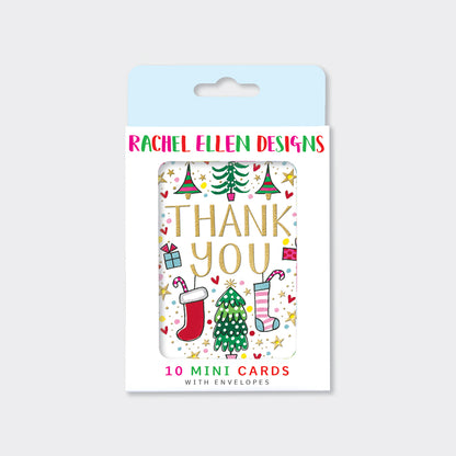 Christmas Thank You Notecards - Tree &amp; Stockings - Pack of 10 with Envelopes