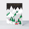 Christmas Card  - Joy To The World - Snow Scene -Evergreen